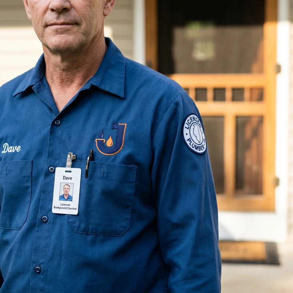 Licensed plumber showing ID badge in Tilton, IL